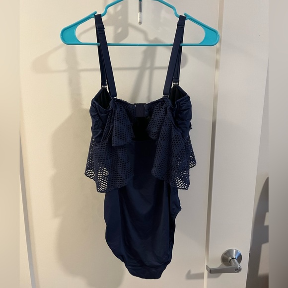 Navy One-piece with Ruffle - Picture 2 of 8